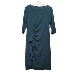 Green Side Ruched 3/4 Sleeves Cocktail Dress Size XL